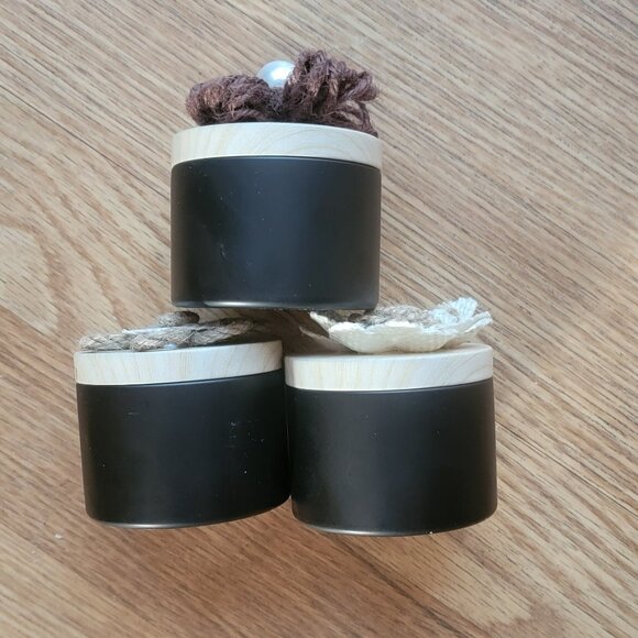 Set of 3 Rose Scented Black Metal 4 oz. Candle Tins - New - Picture 3 of 3